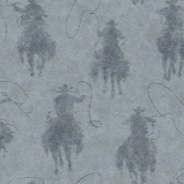 Stockman Silhouette Blue Wallpaper by Chesapeake Yellowstone Covers about 56.4 square feet 20.5-in by 33-ft long roll Prepasted 20.5 - Fabric Carolina -
