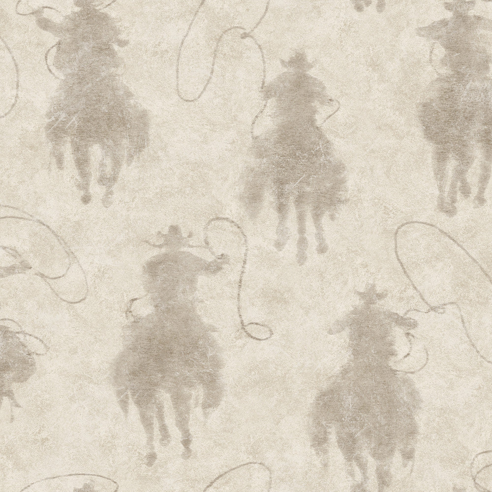 Stockman Silhouette Light Grey Wallpaper by Chesapeake Yellowstone Covers about 56.4 square feet 20.5-in by 33-ft long roll Prepasted 20.5 - Fabric Carolina -