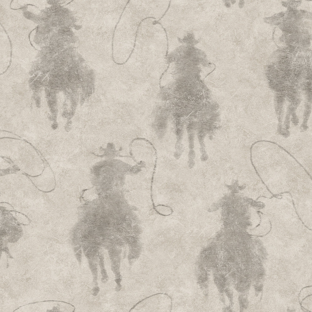 Stockman Silhouette Grey Wallpaper by Chesapeake Yellowstone Covers about 56.4 square feet 20.5-in by 33-ft long roll Prepasted 20.5 - Fabric Carolina -