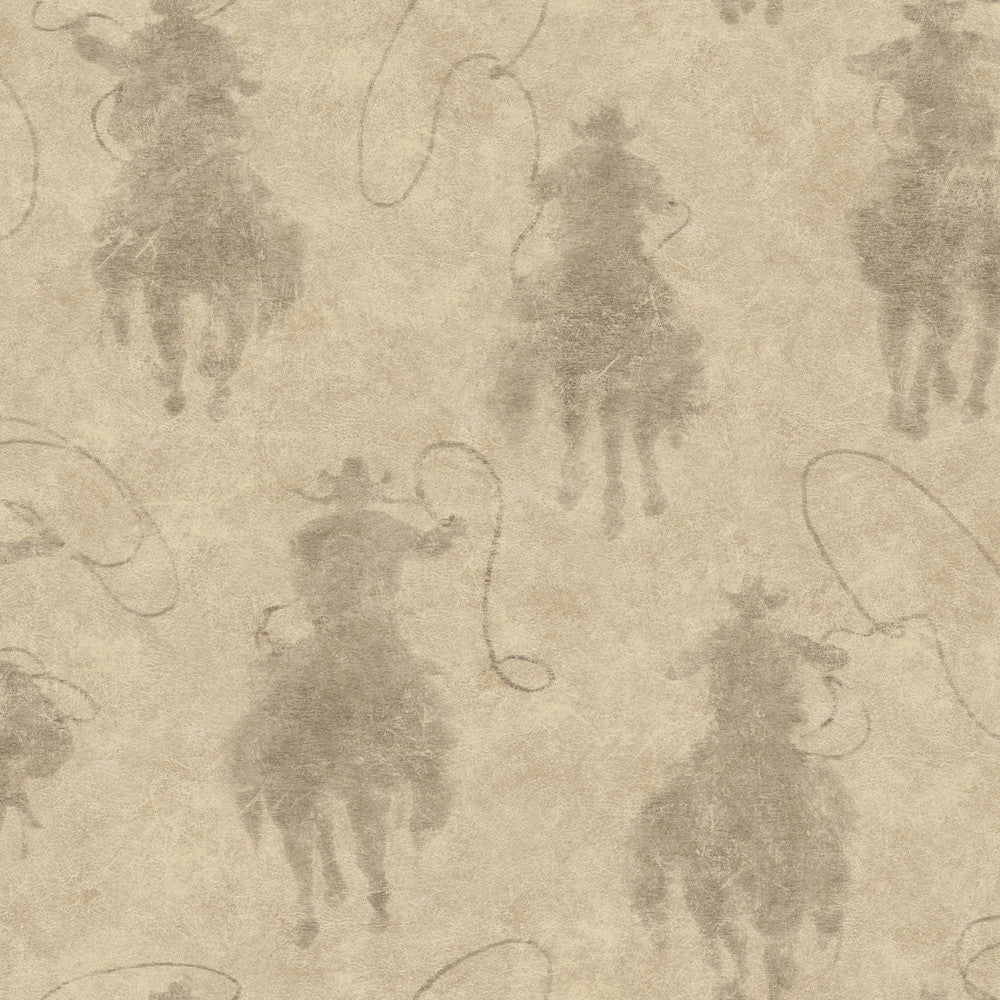 Stockman Silhouette Khaki Wallpaper by Chesapeake Yellowstone Covers about 56.4 square feet 20.5-in by 33-ft long roll Prepasted 20.5 - Fabric Carolina -