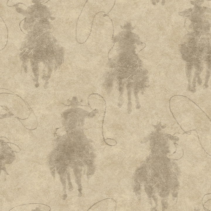Stockman Silhouette Khaki Wallpaper by Chesapeake Yellowstone Covers about 56.4 square feet 20.5-in by 33-ft long roll Prepasted 20.5 - Fabric Carolina -