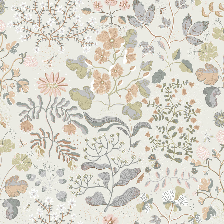 Groh Neutral Floral Wallpaper by A-Street Prints Botanica Covers about 57.5 square feet 20.9-in by 33-ft long roll Unpasted 20.9 - Fabric Carolina -