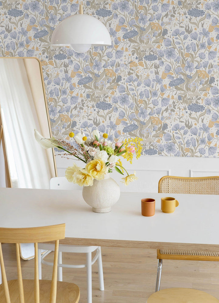 Hava Light Blue Meadow Flowers Wallpaper by A-Street Prints Designer