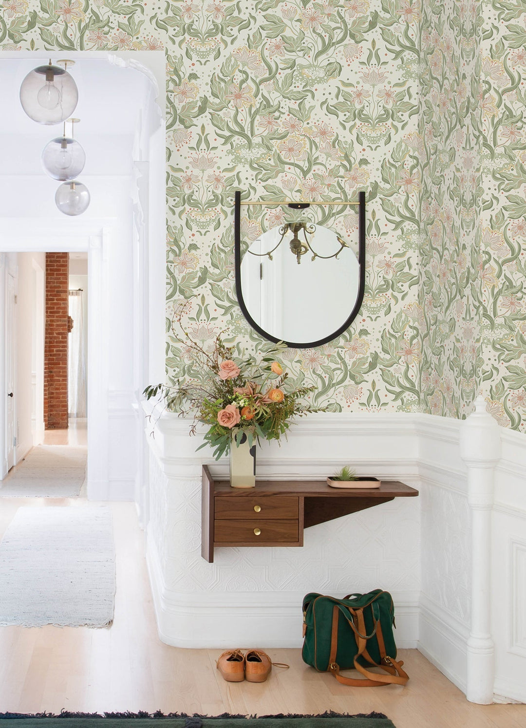 Lisa Olive Floral Damask Wallpaper by A-Street Prints Designer