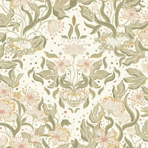 Lisa Olive Floral Damask Wallpaper by A-Street Prints