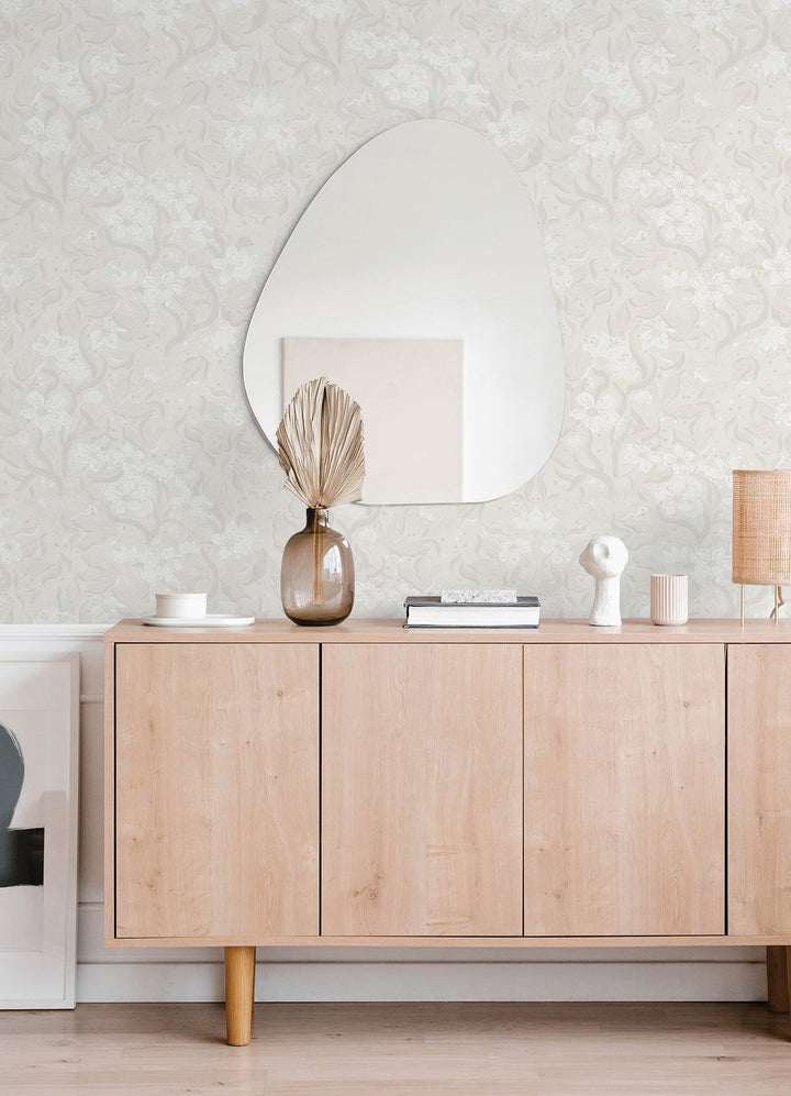 Lisa Grey Floral Damask Wallpaper by A-Street Prints Designer