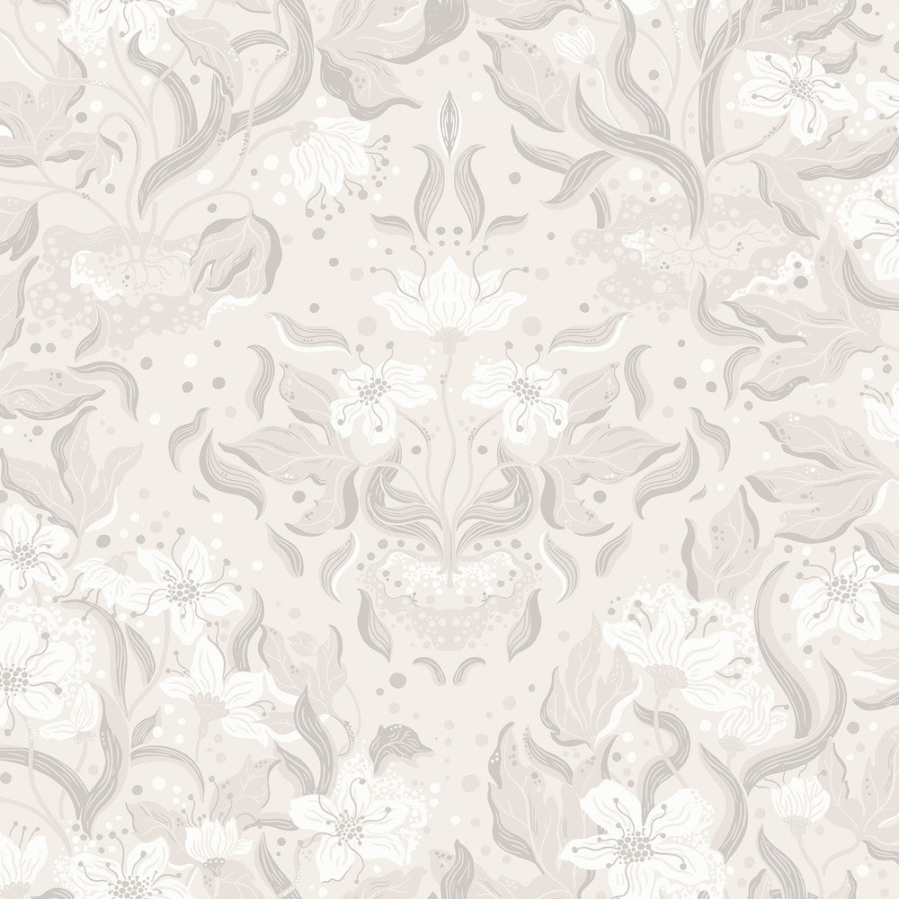 Lisa Grey Floral Damask Wallpaper by A-Street Prints Botanica Covers about 57.5 square feet 20.9-in by 33-ft long roll Unpasted 20.9 - Fabric Carolina -