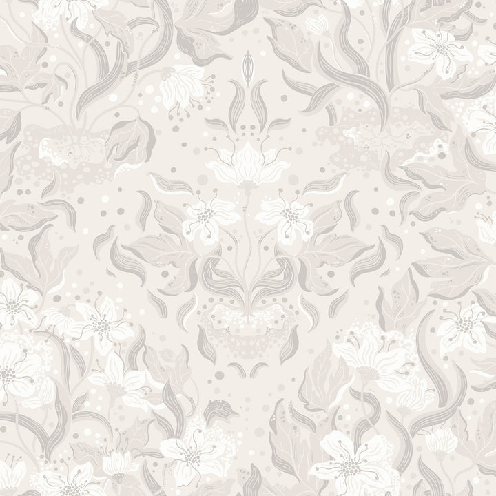 Lisa Grey Floral Damask Wallpaper by A-Street Prints Botanica Covers about 57.5 square feet 20.9-in by 33-ft long roll Unpasted 20.9 - Fabric Carolina -