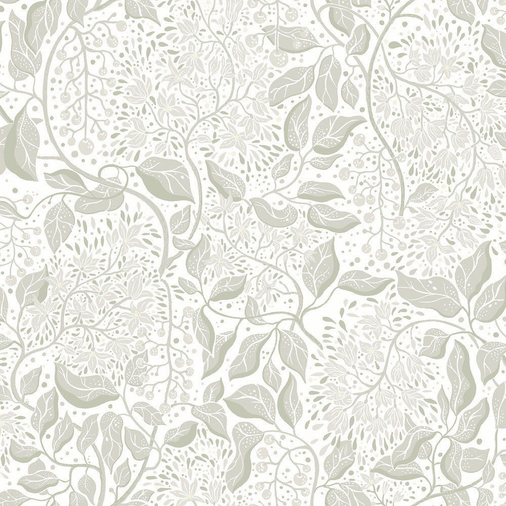 Turi Sage Twining Vines Wallpaper by A-Street Prints Botanica Covers about 57.5 square feet 20.9-in by 33-ft long roll Unpasted 20.9 - Fabric Carolina -