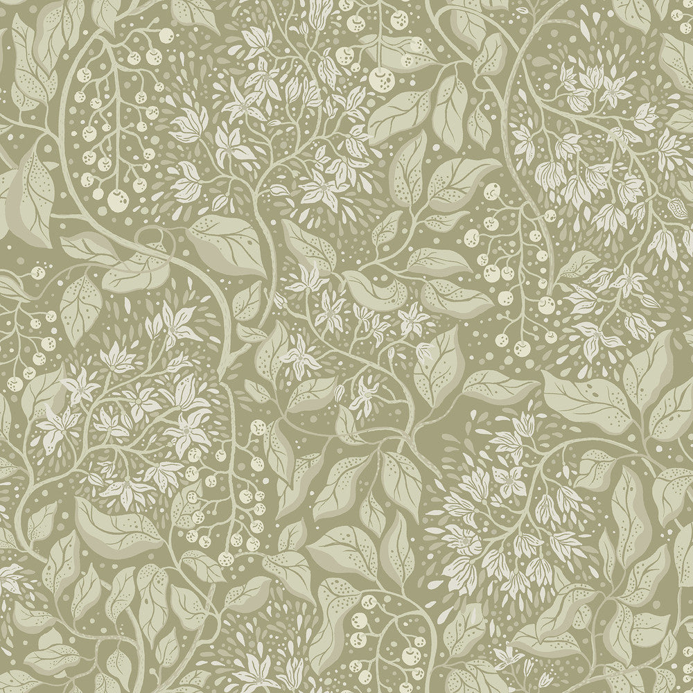 Turi Moss Twining Vines Wallpaper by A-Street Prints Botanica Covers about 57.5 square feet 20.9-in by 33-ft long roll Unpasted 20.9 - Fabric Carolina -