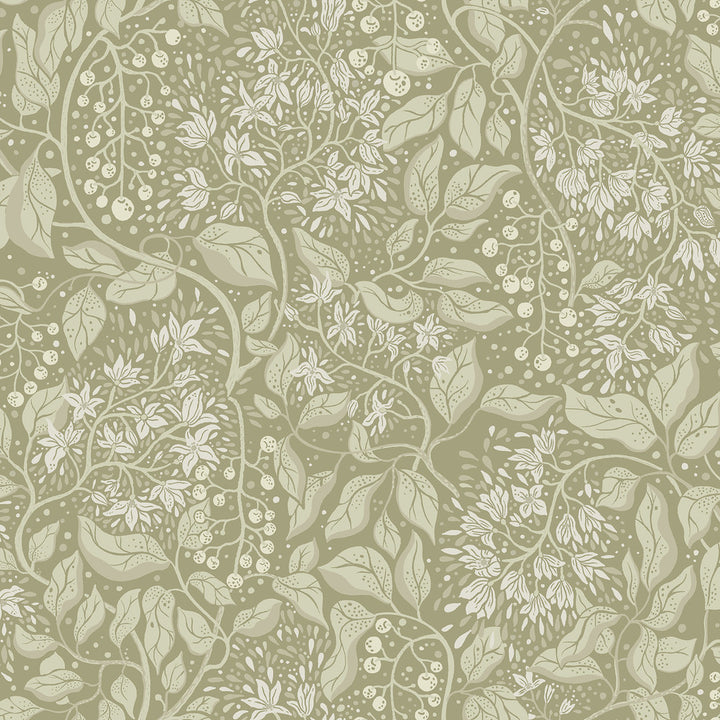 Turi Moss Twining Vines Wallpaper by A-Street Prints Botanica Covers about 57.5 square feet 20.9-in by 33-ft long roll Unpasted 20.9 - Fabric Carolina -