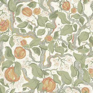 Kort Green Fruit and Floral Wallpaper by A-Street Prints