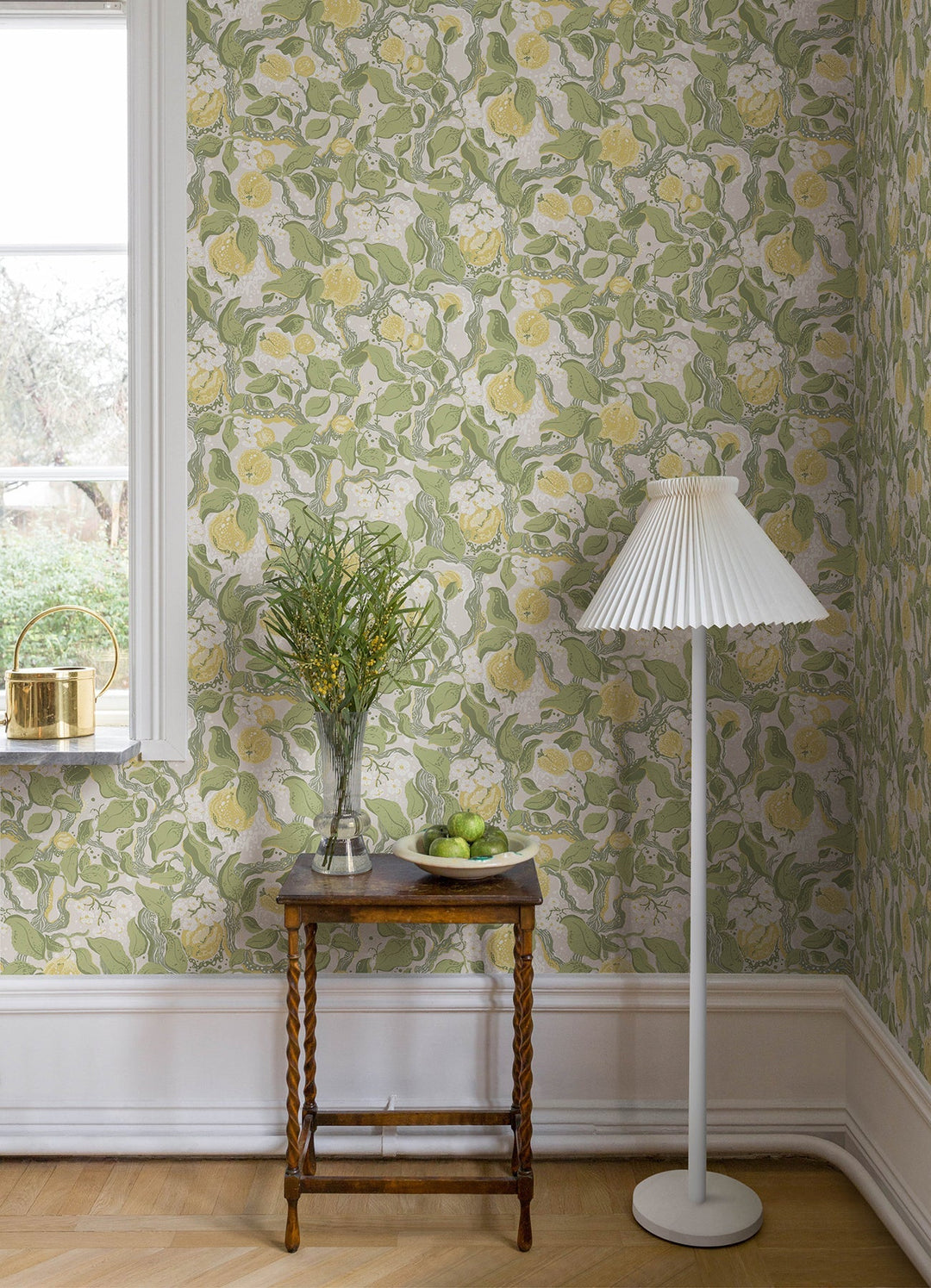 Kort Yellow Fruit and Floral Wallpaper by A-Street Prints Designer