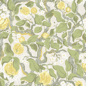 Kort Yellow Fruit and Floral Wallpaper by A-Street Prints