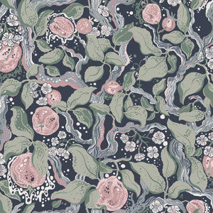 Kort Dark Blue Fruit and Floral Wallpaper by A-Street Prints