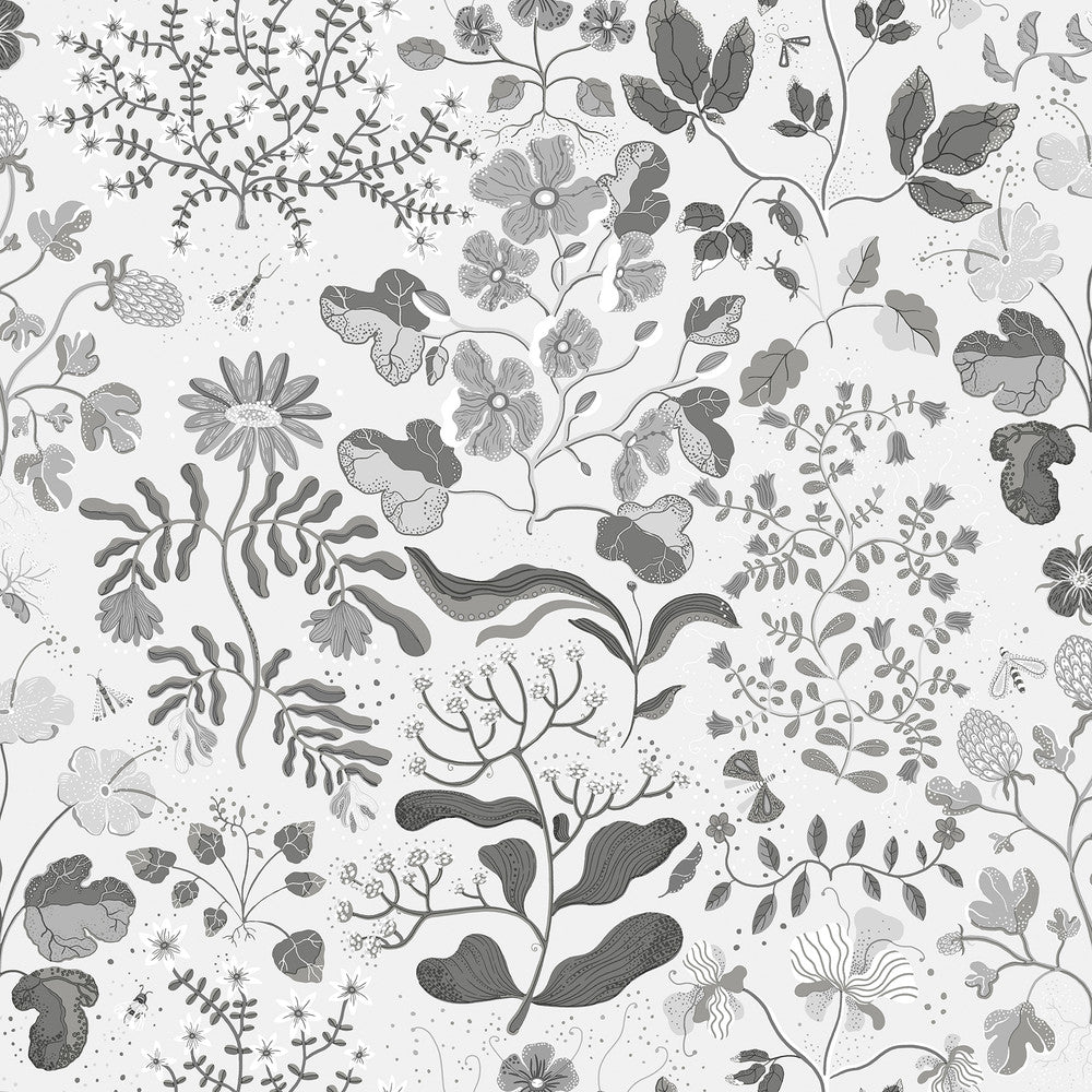 Groh Grey Floral Wallpaper by A-Street Prints Botanica Covers about 57.5 square feet 20.9-in by 33-ft long roll Unpasted 20.9 - Fabric Carolina -