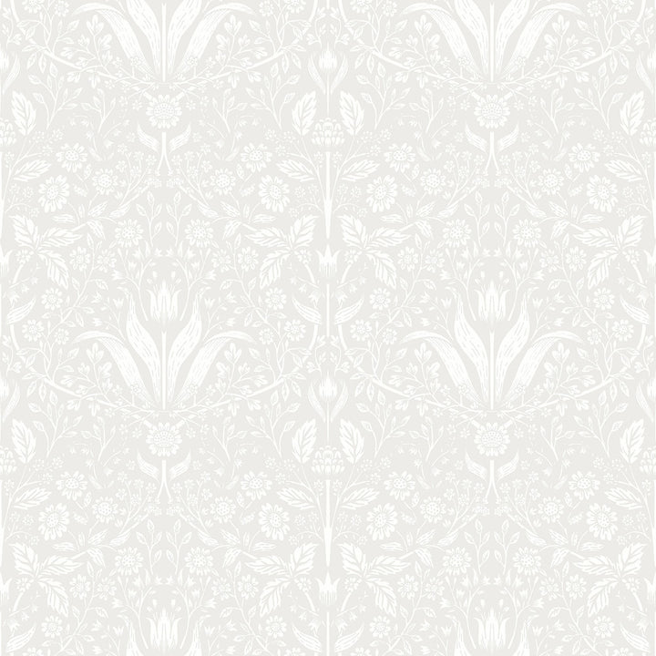 Mara Light Grey Tulip Ogee Wallpaper by A-Street Prints Botanica Covers about 57.5 square feet 20.9-in by 33-ft long roll Unpasted 20.9 - Fabric Carolina -