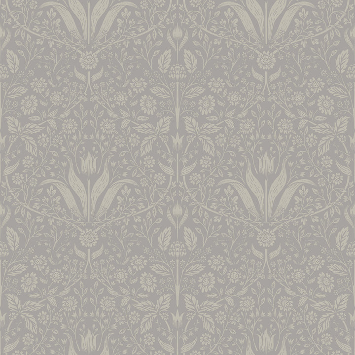 Mara Grey Tulip Ogee Wallpaper by A-Street Prints Botanica Covers about 57.5 square feet 20.9-in by 33-ft long roll Unpasted 20.9 - Fabric Carolina -