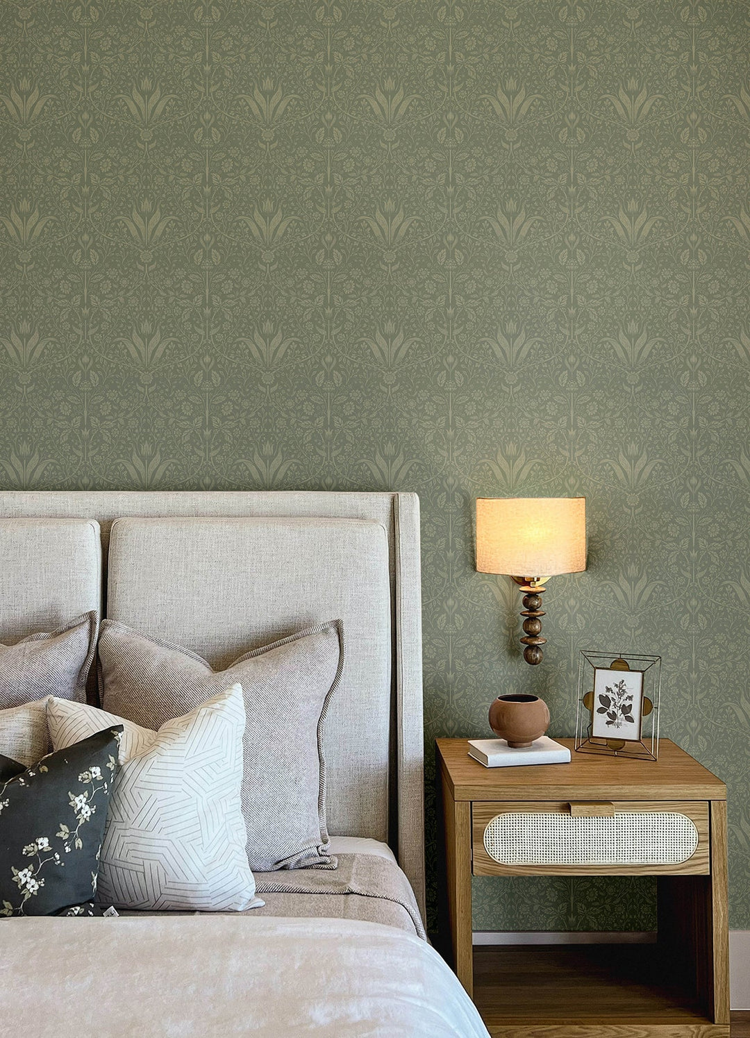 Mara Green Tulip Ogee Wallpaper by A-Street Prints Designer