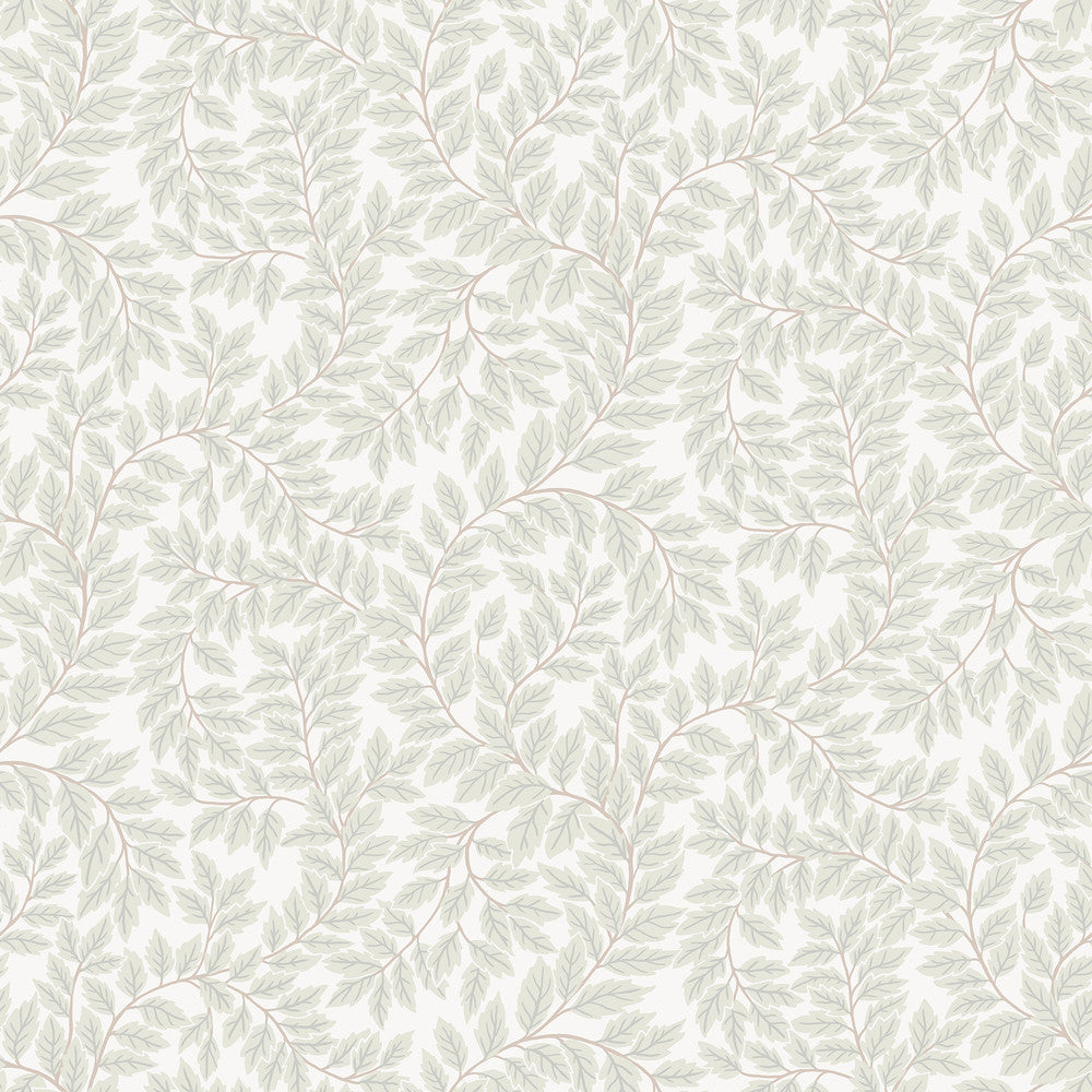 Lindlöv Light Grey Leafy Vines Wallpaper by A-Street Prints Botanica Covers about 57.5 square feet 20.9-in by 33-ft long roll Unpasted 20.9 - Fabric Carolina -