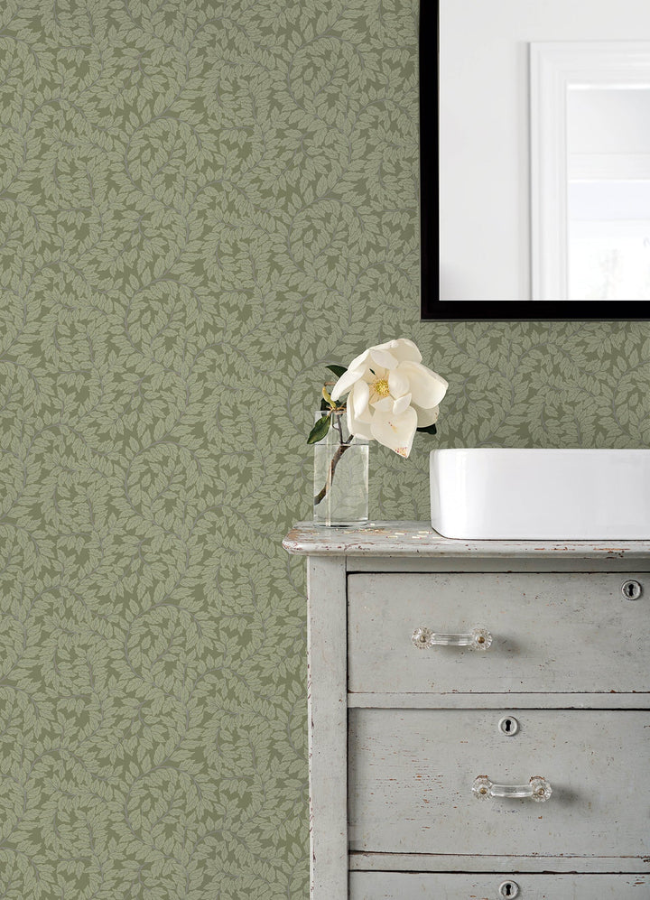 Lindlöv Moss Leafy Vines Wallpaper by A-Street Prints Designer