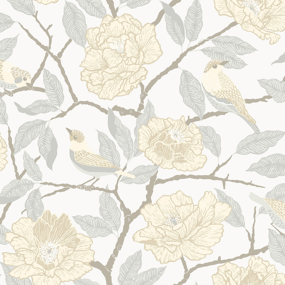 Bernadina Light Yellow Rosebush Wallpaper by A-Street Prints Botanica Covers about 57.5 square feet 20.9-in by 33-ft long roll Unpasted 20.9 - Fabric Carolina -