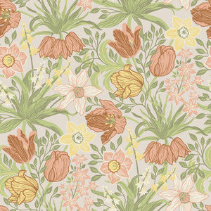 Cecilia Chartreuse Tulip and Daffodil Wallpaper by A-Street Prints
