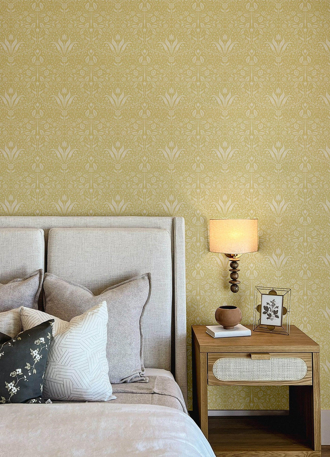 Mara Yellow Tulip Ogee Wallpaper by A-Street Prints Designer
