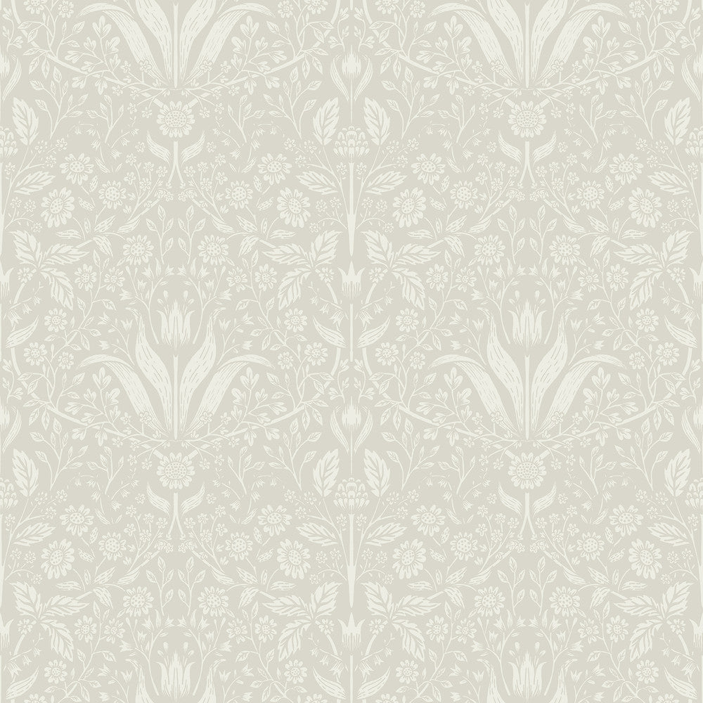 Mara Beige Tulip Ogee Wallpaper by A-Street Prints Botanica Covers about 57.5 square feet 20.9-in by 33-ft long roll Unpasted 20.9 - Fabric Carolina -