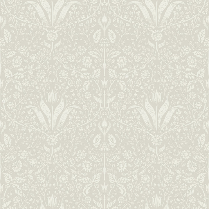 Mara Beige Tulip Ogee Wallpaper by A-Street Prints Botanica Covers about 57.5 square feet 20.9-in by 33-ft long roll Unpasted 20.9 - Fabric Carolina -