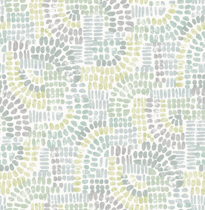 Wanderer Aquamarine Mosiac Wallpaper by A-Street Prints Harmony Covers about 56.4 square feet 20.5-in by 33-ft long roll Unpasted 20.86 - Fabric Carolina -