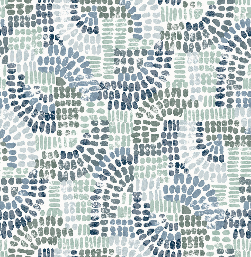 Wanderer Blueberry Mosiac Wallpaper by A-Street Prints Harmony Covers about 56.4 square feet 20.5-in by 33-ft long roll Unpasted 20.86 - Fabric Carolina -