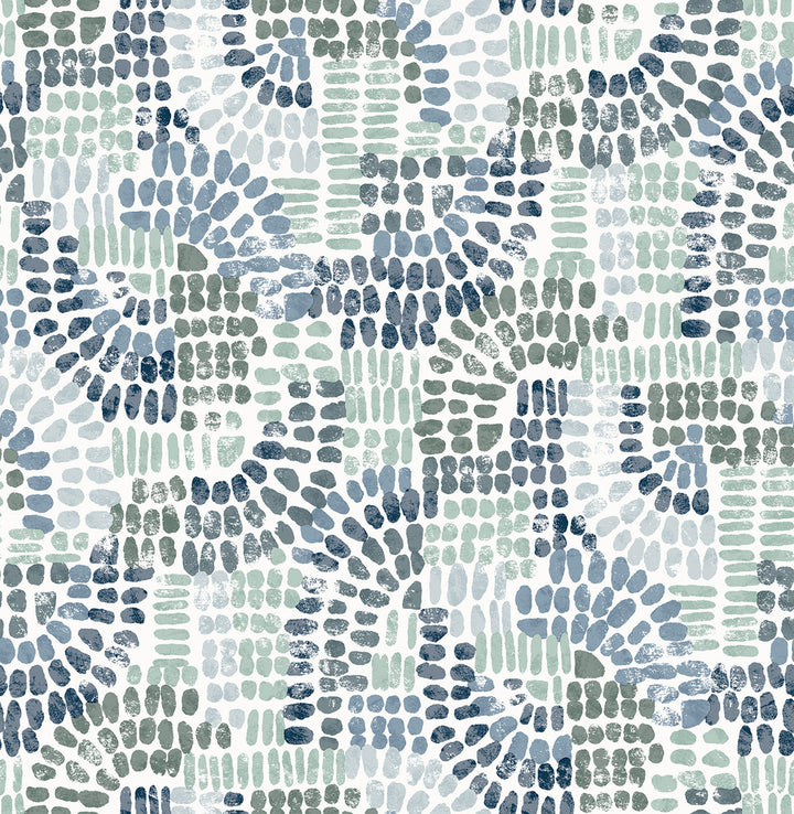 Wanderer Blueberry Mosiac Wallpaper by A-Street Prints Harmony Covers about 56.4 square feet 20.5-in by 33-ft long roll Unpasted 20.86 - Fabric Carolina -