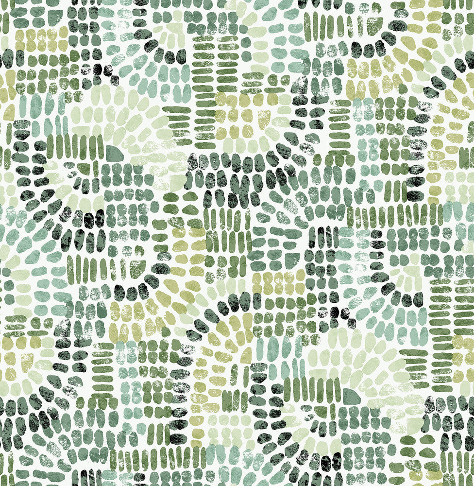 Wanderer Evergreen Mosiac Wallpaper by A-Street Prints Harmony Covers about 56.4 square feet 20.5-in by 33-ft long roll Unpasted 20.86 - Fabric Carolina -