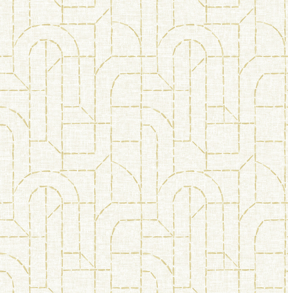Integrity Yellow Arched Outlines Wallpaper by A-Street Prints Harmony Covers about 56.4 square feet 20.5-in by 33-ft long roll Unpasted 20.86 - Fabric Carolina -