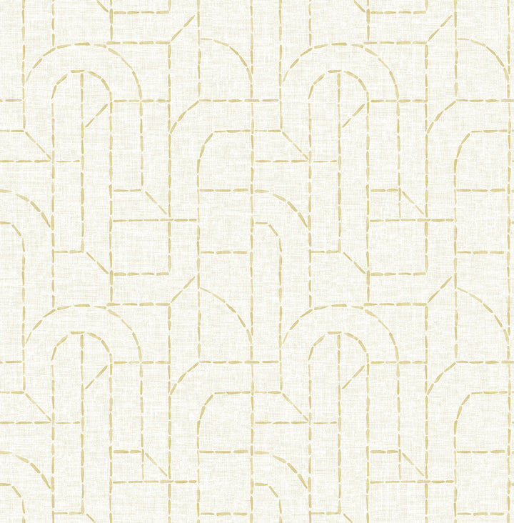 Integrity Yellow Arched Outlines Wallpaper by A-Street Prints Harmony Covers about 56.4 square feet 20.5-in by 33-ft long roll Unpasted 20.86 - Fabric Carolina -
