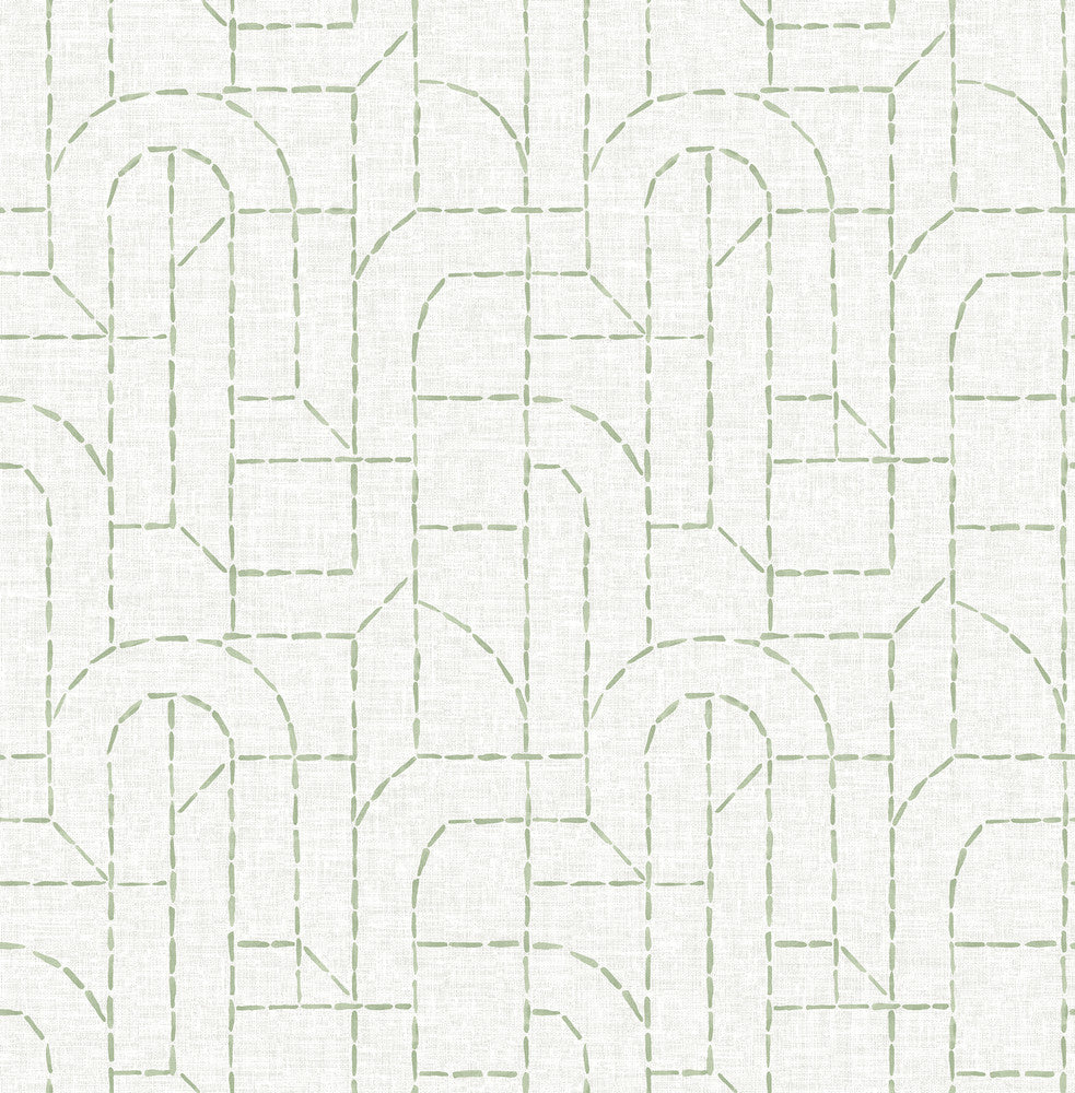 Integrity Light Green Arched Outlines Wallpaper by A-Street Prints Harmony Covers about 56.4 square feet 20.5-in by 33-ft long roll Unpasted 20.86 - Fabric Carolina -