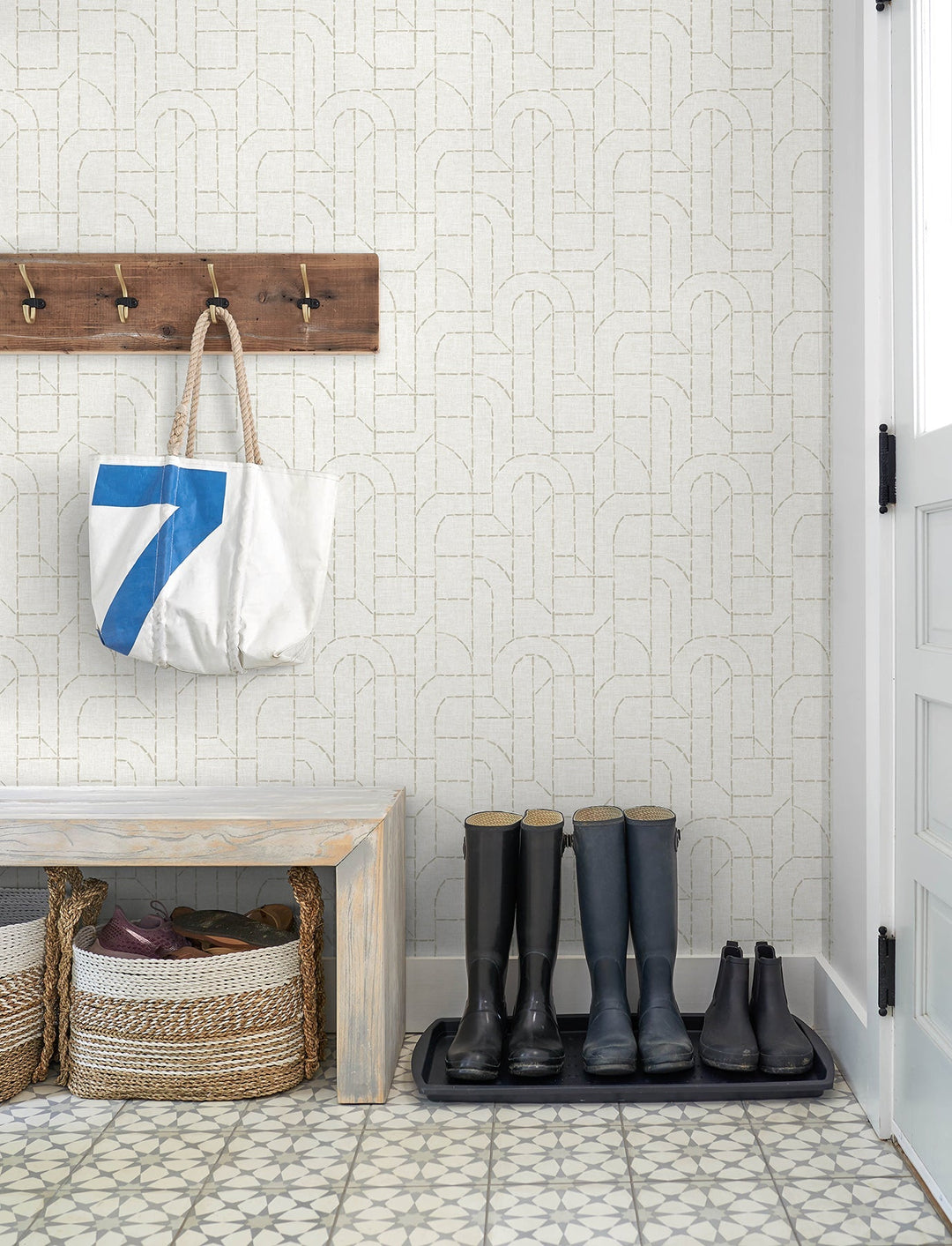 Integrity Dove Arched Outlines Wallpaper by A-Street Prints Designer