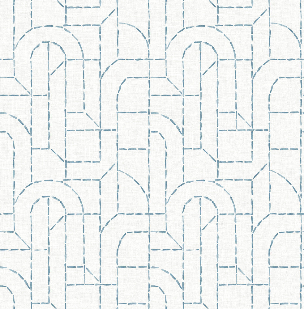 Integrity Blue Arched Outlines Wallpaper by A-Street Prints Harmony Covers about 56.4 square feet 20.5-in by 33-ft long roll Unpasted 20.86 - Fabric Carolina -