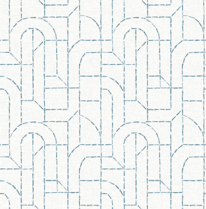 Integrity Blue Arched Outlines Wallpaper by A-Street Prints Harmony Covers about 56.4 square feet 20.5-in by 33-ft long roll Unpasted 20.86 - Fabric Carolina -
