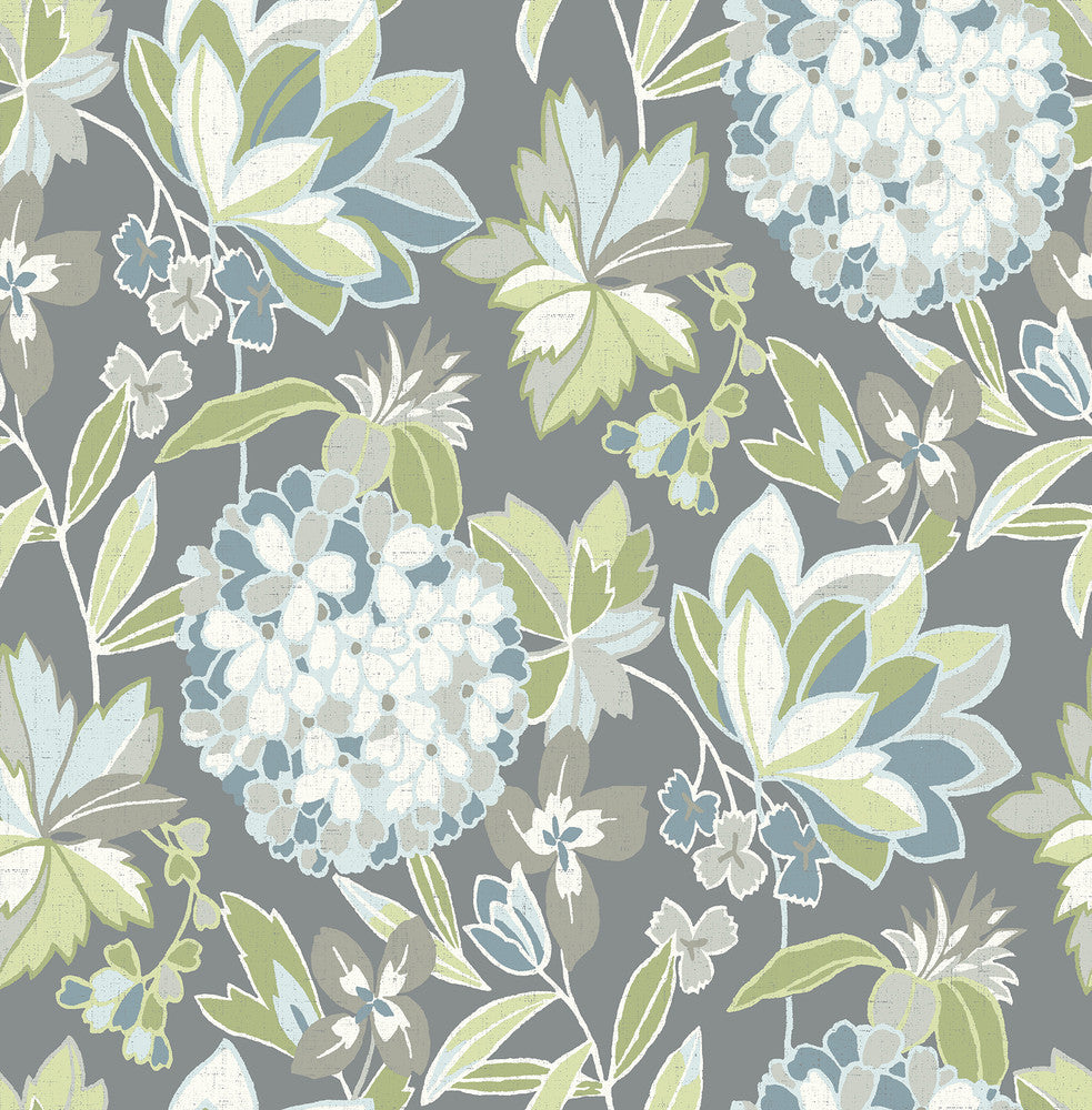 Valdivian Aqua Floral Wallpaper by A-Street Prints Harmony Covers about 56.4 square feet 20.5-in by 33-ft long roll Unpasted 20.86 - Fabric Carolina -