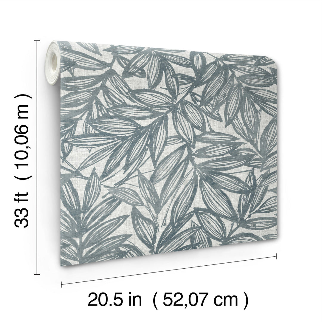Rhythmic Denim Leaf Wallpaper by A-Street Prints Designer