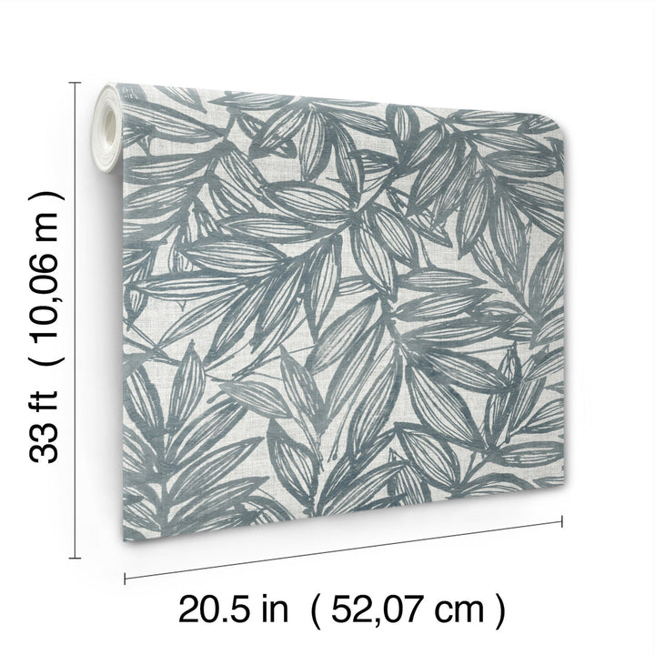 Rhythmic Denim Leaf Wallpaper by A-Street Prints Designer
