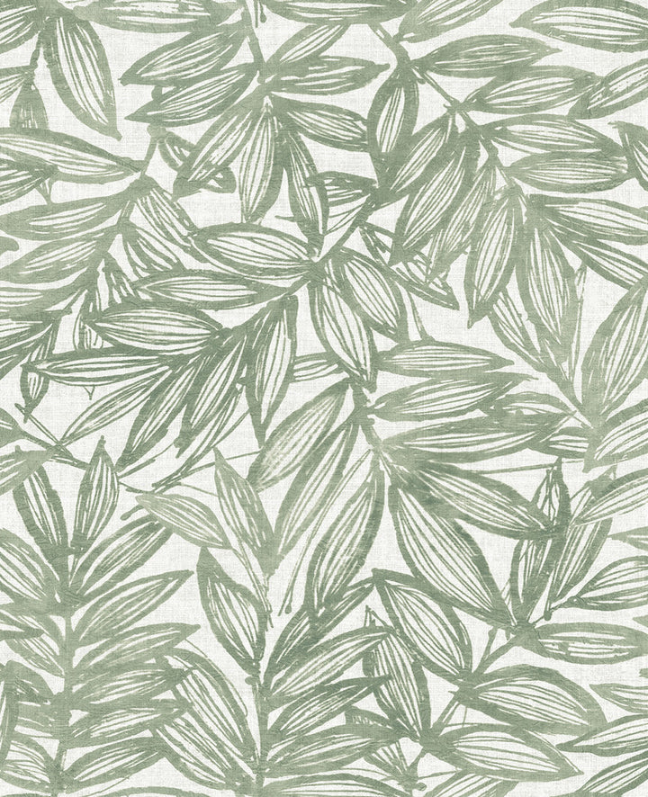 Rhythmic Sage Leaf Wallpaper by A-Street Prints Harmony Covers about 56.4 square feet 20.5-in by 33-ft long roll Unpasted 12.6 - Fabric Carolina -