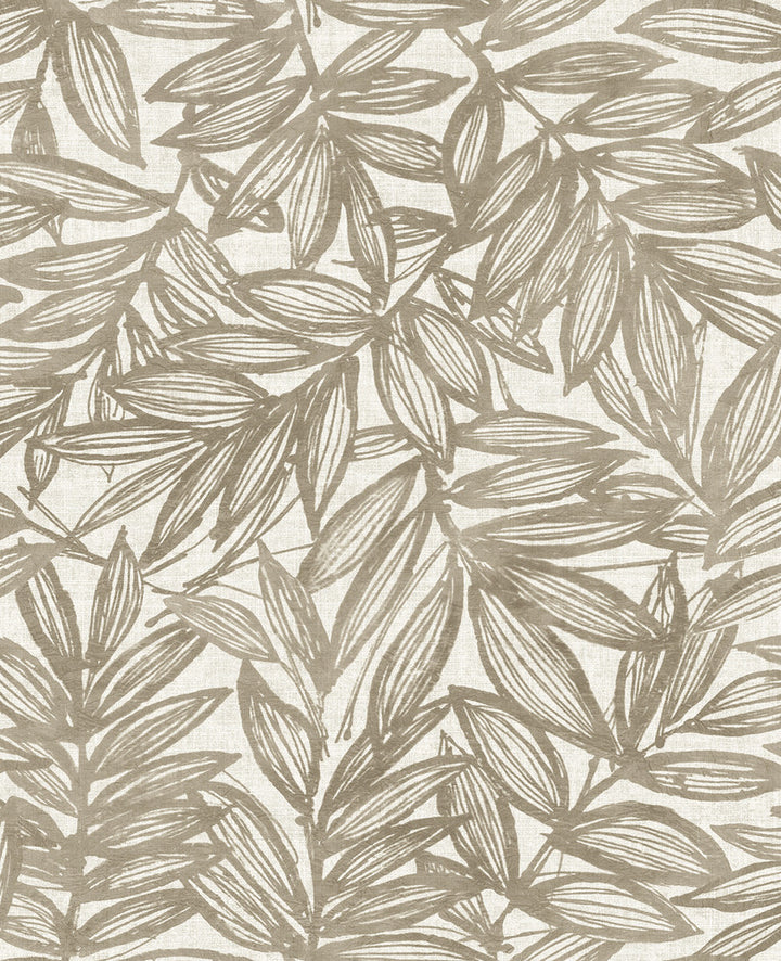Rhythmic Taupe Leaf Wallpaper by A-Street Prints Harmony Covers about 56.4 square feet 20.5-in by 33-ft long roll Unpasted 12.6 - Fabric Carolina -
