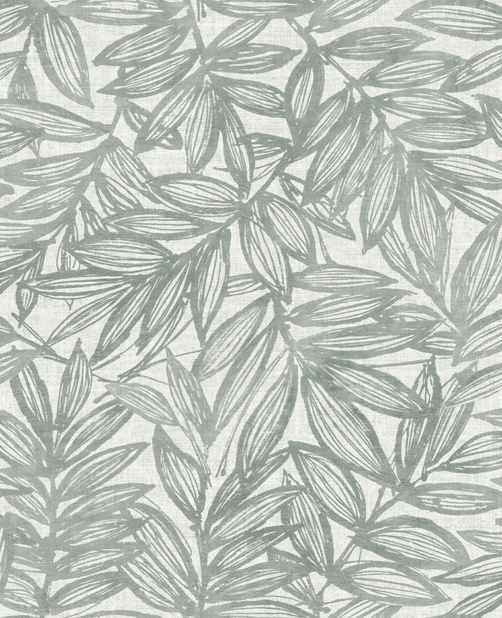 Rhythmic Grey Leaf Wallpaper by A-Street Prints Harmony Covers about 56.4 square feet 20.5-in by 33-ft long roll Unpasted 12.6 - Fabric Carolina -