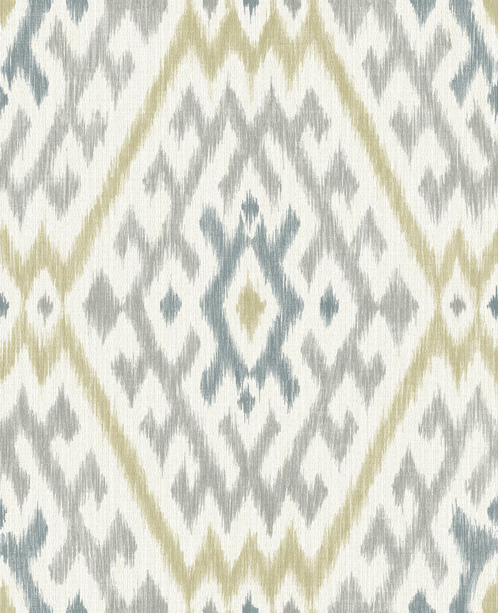Solola Chartreuse Ikat Wallpaper by A-Street Prints Harmony Covers about 56.4 square feet 20.5-in by 33-ft long roll Unpasted 25.2 - Fabric Carolina -