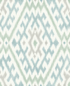 Solola Aqua Ikat Wallpaper by A-Street Prints