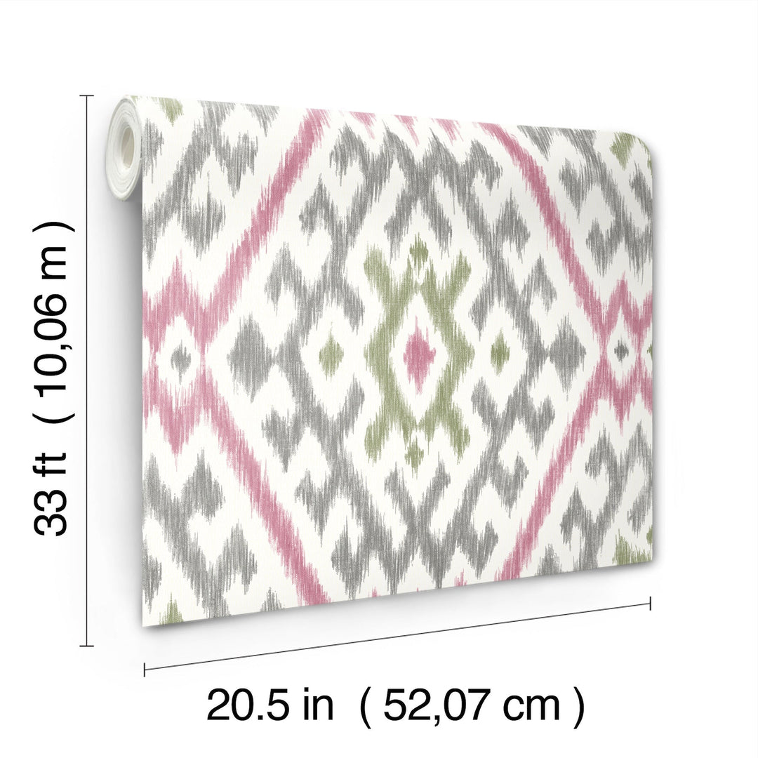 Solola Fuchsia Ikat Wallpaper by A-Street Prints Designer
