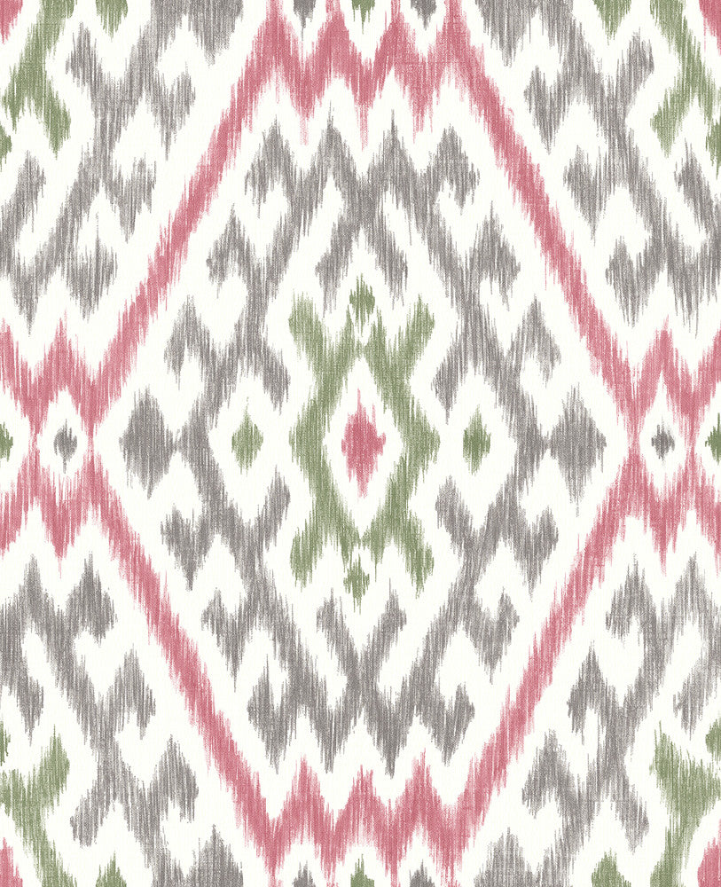 Solola Fuchsia Ikat Wallpaper by A-Street Prints Harmony Covers about 56.4 square feet 20.5-in by 33-ft long roll Unpasted 25.2 - Fabric Carolina -